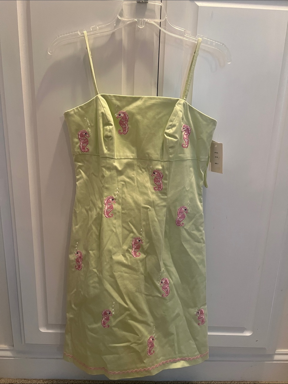 Jade Melody Tam Womens 4 Green Seahorse Embroidery Dress